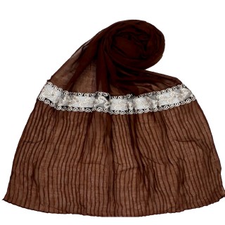 Designer Lace Crush Stole - Brown